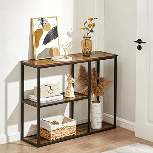 Modern Sofa Table with 3-Tier Storage Shelves